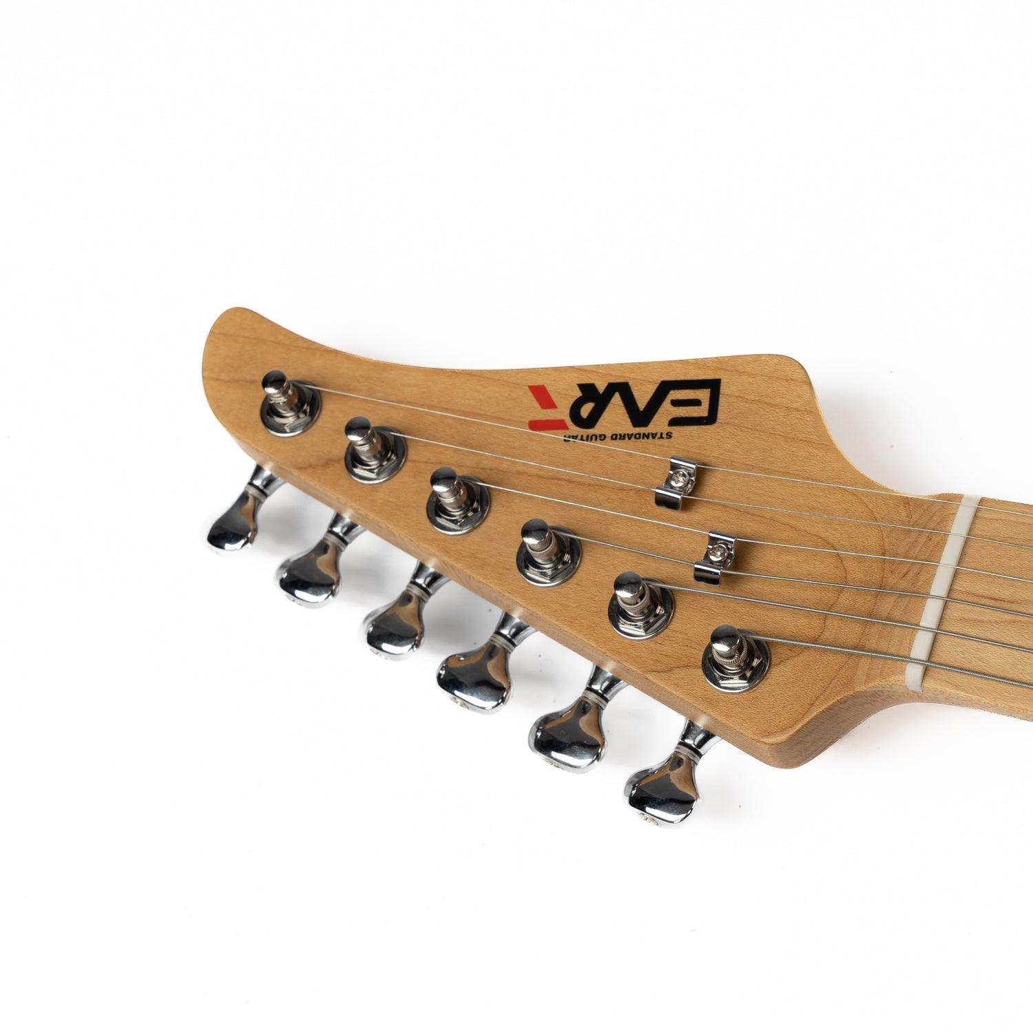 nk-vs60_gold_headstock_front Eart Guitars, NK-VS60, 2-Point Synchronized Tremolo Bridge Alnico V Pickups Classic Electric Guitars, Gold