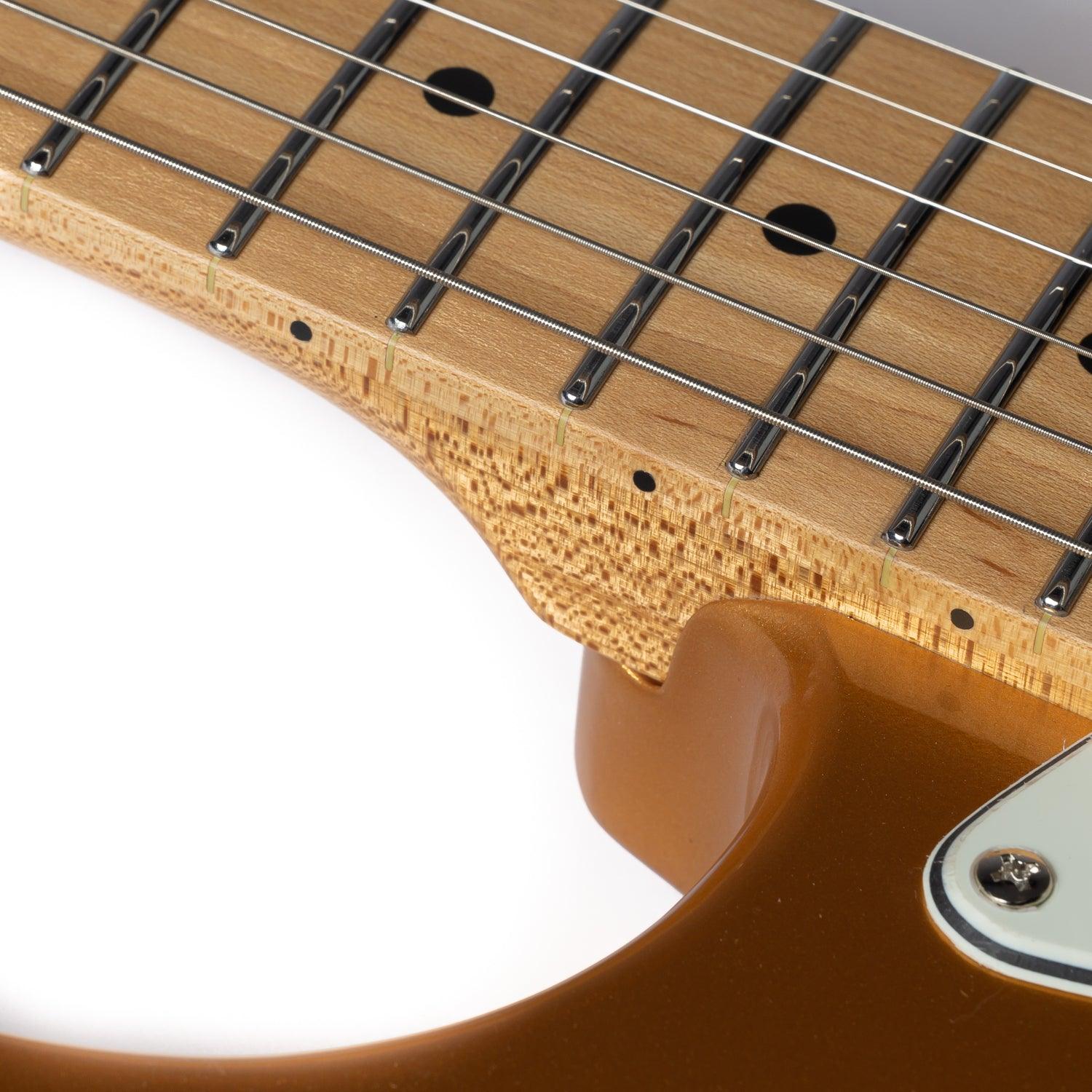 nk-vs60_gold_neck Eart Guitars, NK-VS60, 2-Point Synchronized Tremolo Bridge Alnico V Pickups Classic Electric Guitars, Gold