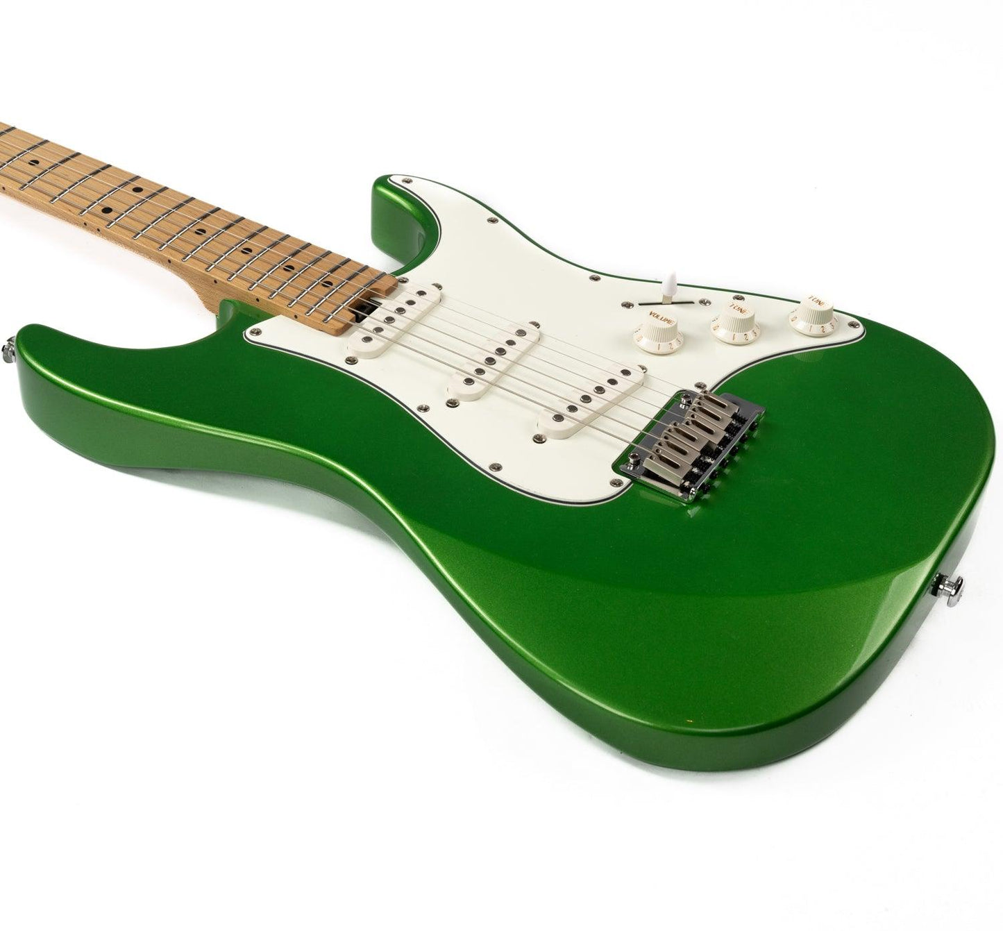 nk-vs60_green_body_front Eart Guitars, NK-VS60, 2-Point Synchronized Tremolo Bridge Alnico V Pickups Classic Electric Guitars, Pearl green