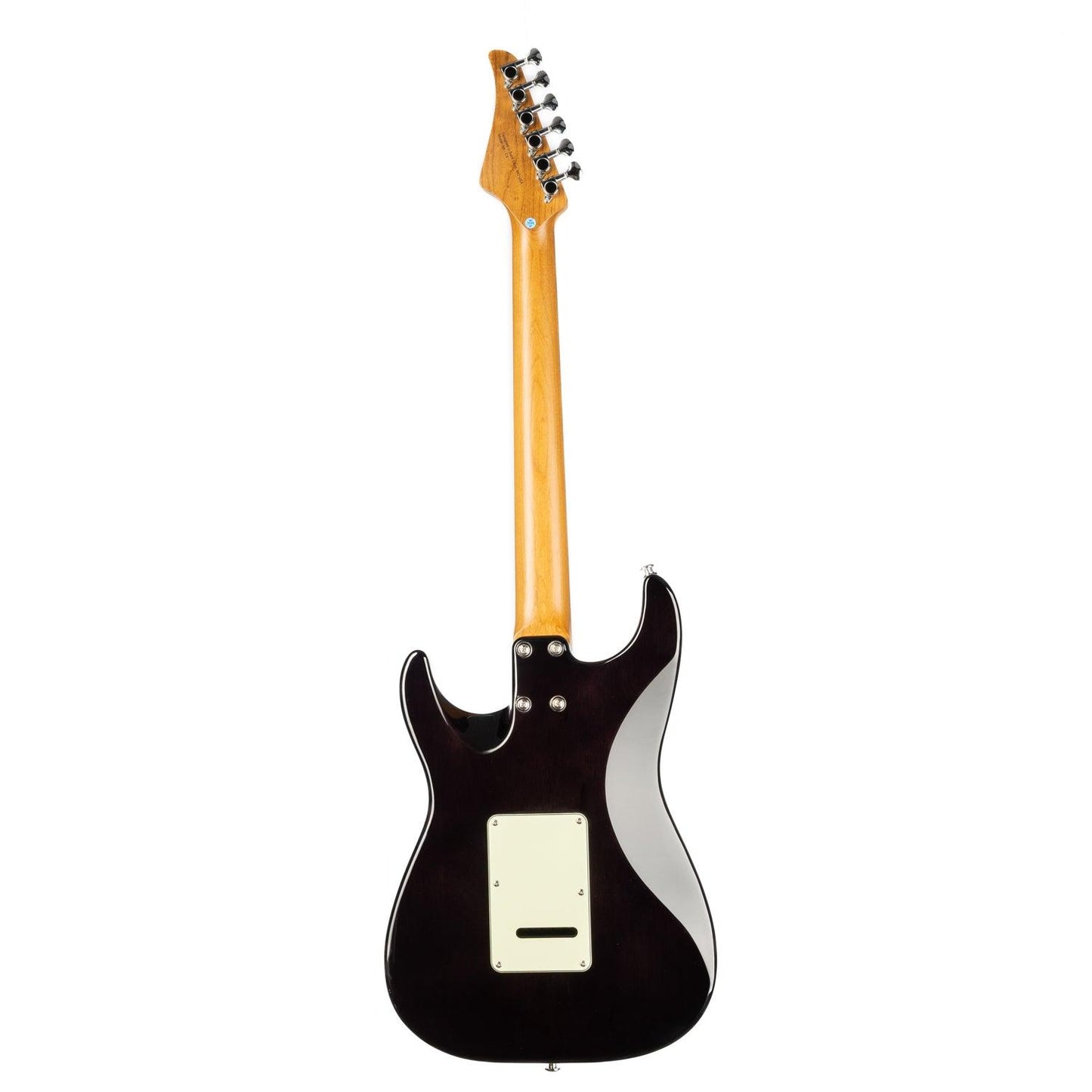 nk_c3_black_back Eart Guitars, NK-C3N, Modern Roasted Bookmatch Mahogany+Flame Maple Body Electric Guitar, Black