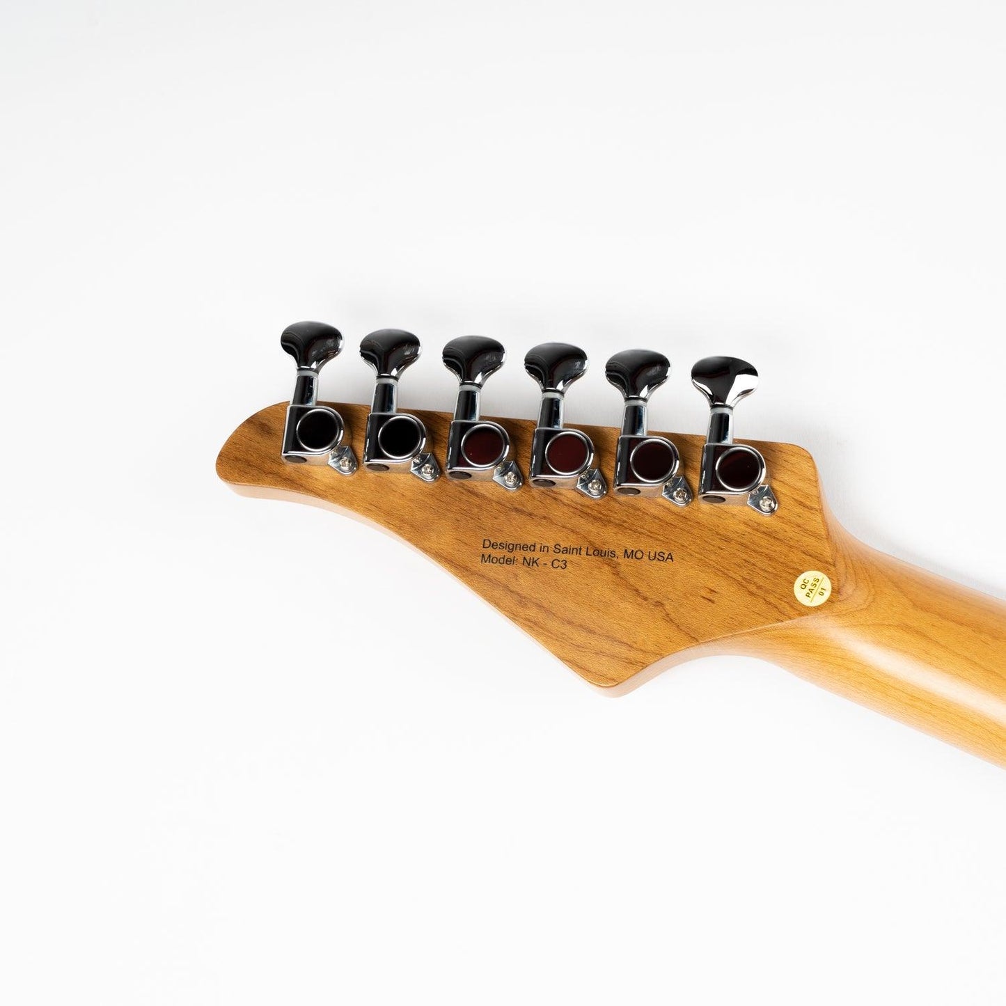 nk_c3_black_headstock_back Eart Guitars, NK-C3N, Modern Roasted Bookmatch Mahogany+Flame Maple Body Electric Guitar, Black