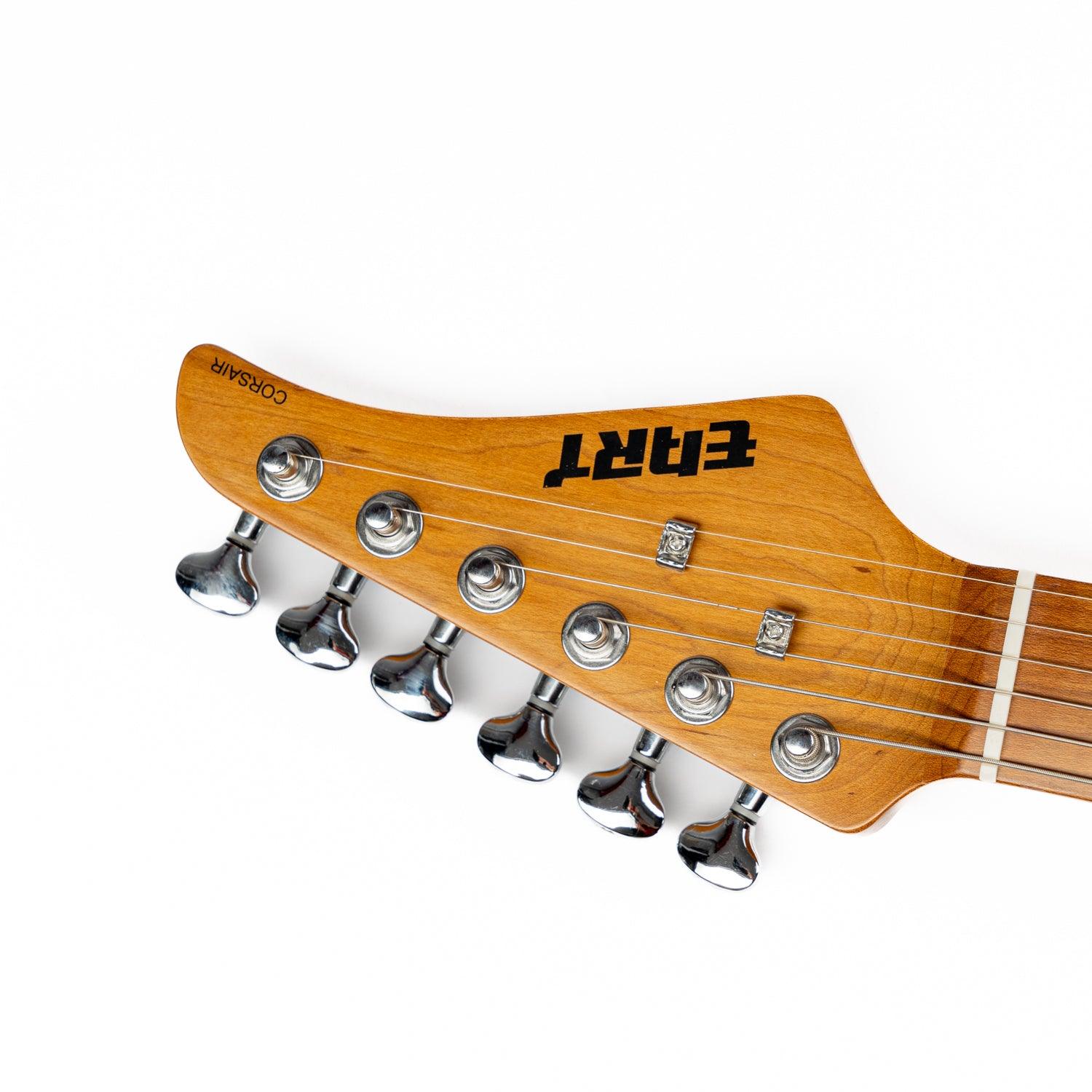 nk_c3_orange_headstock_front Eart Guitars, NK-C3N, Standard ALV HSS Pickups Modern Roasted Mahogany Electric Guitar, Amber Burst