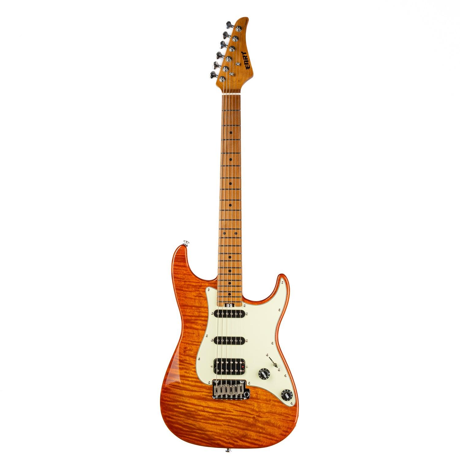 nk_c3_orange_main Eart Guitars, NK-C3N, Standard ALV HSS Pickups Modern Roasted Mahogany Electric Guitar, Amber Burst