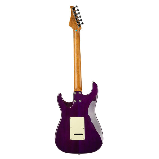 nk_c3_purple_back Eart Guitars, NK-C3N, Roasted Bookmatch Mahogany+Flame Maple Body Modern Electric Guitar, Purple