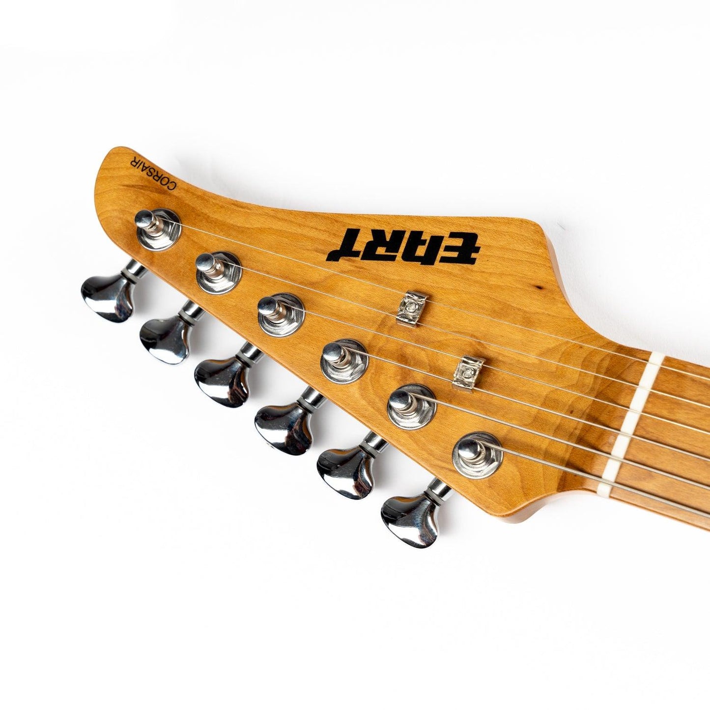 nk_c3_purple_headstock_front Eart Guitars, NK-C3N, Roasted Bookmatch Mahogany+Flame Maple Body Modern Electric Guitar, Purple