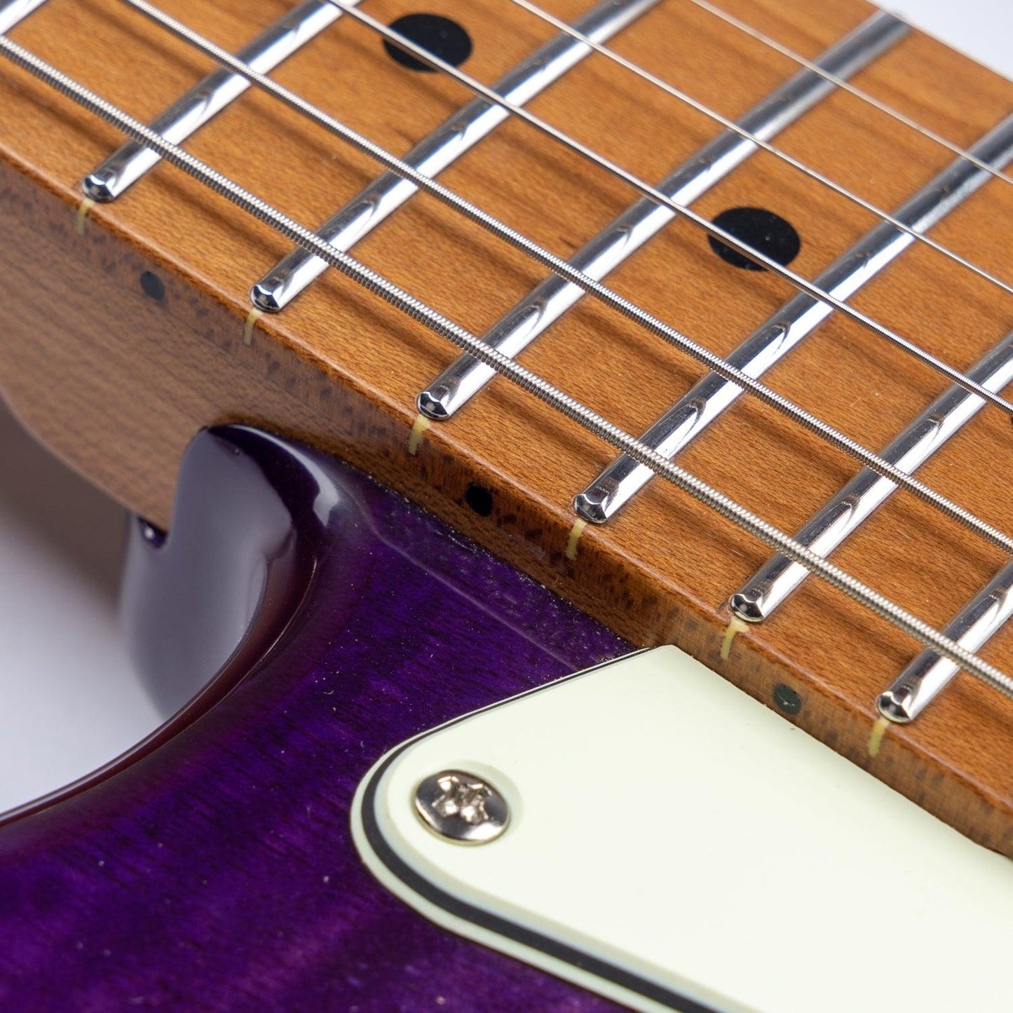 nk_c3_purple_neck Eart Guitars, NK-C3N, Roasted Bookmatch Mahogany+Flame Maple Body Modern Electric Guitar, Purple