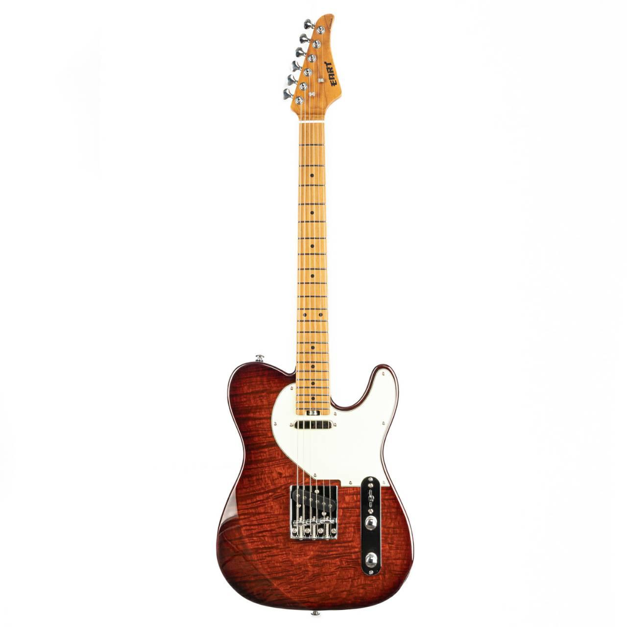nkc1_brown_front Eart Guitars, NK-C1(N), Single Coil Pickups, 3-saddle Bridge Electric Guitar, Brown