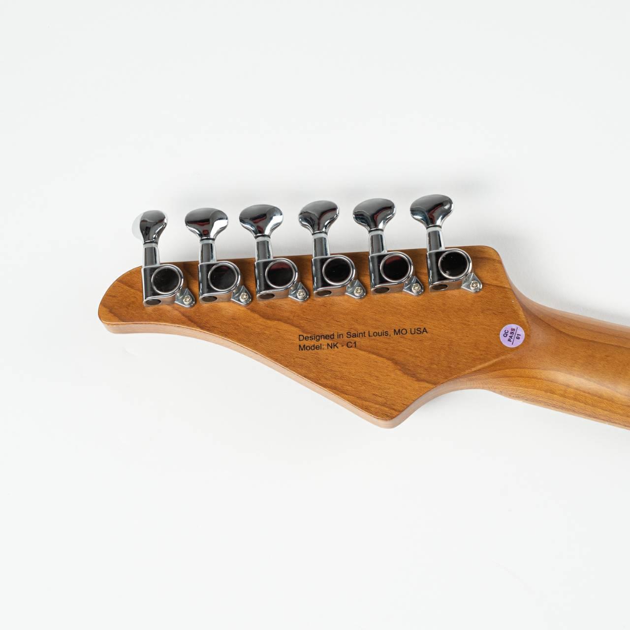 nkc1_brown_headstock_back Eart Guitars, NK-C1(N), Single Coil Pickups, 3-saddle Bridge Electric Guitar, Brown