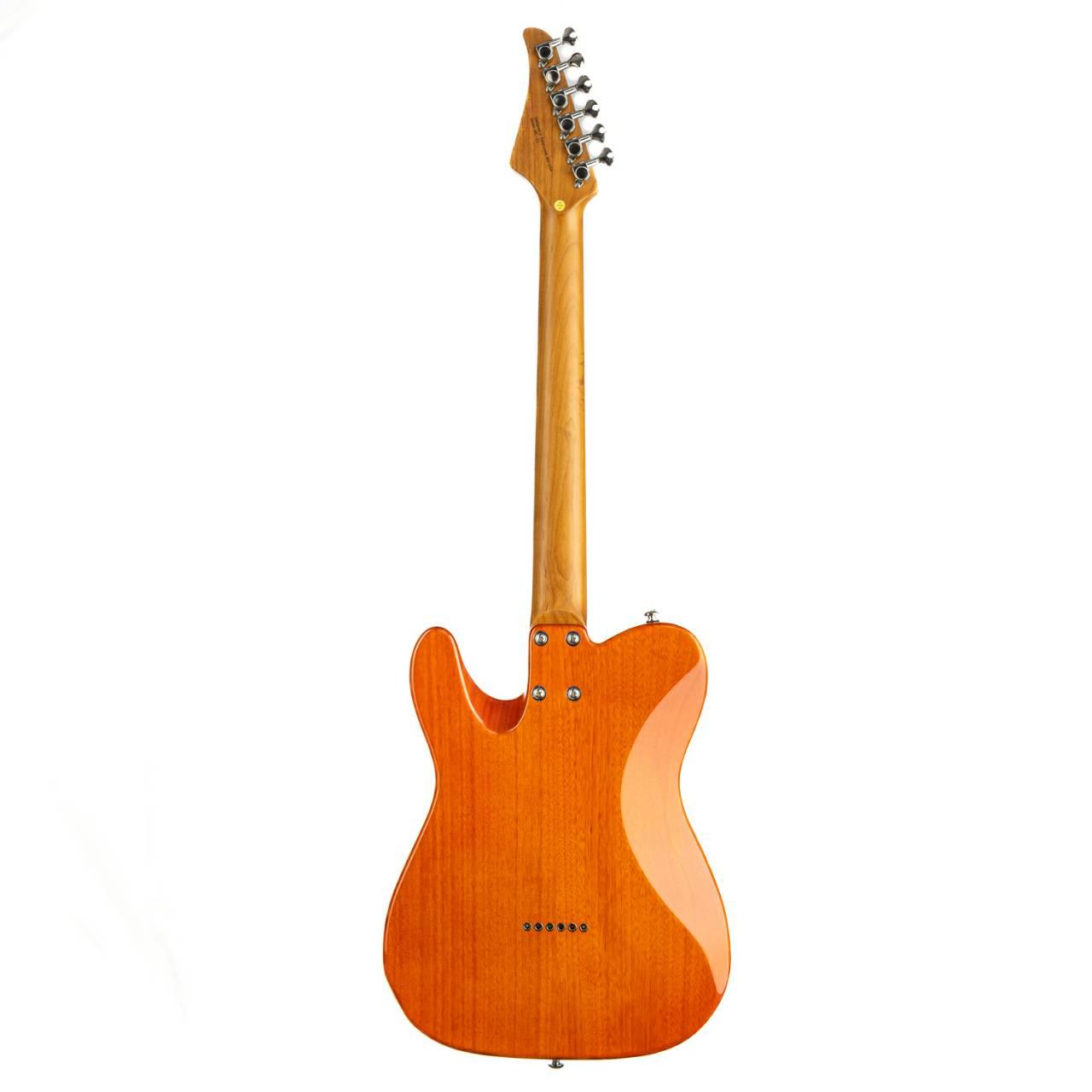 nkc1_orange_back Eart Guitars, NK-C1(N), Single Coil Pickups, Roasted Bookmatch Mahogany+Flame Maple Body, Orange