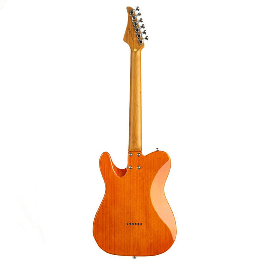 nkc1_orange_back Eart Guitars, NK-C1(N), Single Coil Pickups, Roasted Bookmatch Mahogany+Flame Maple Body, Orange