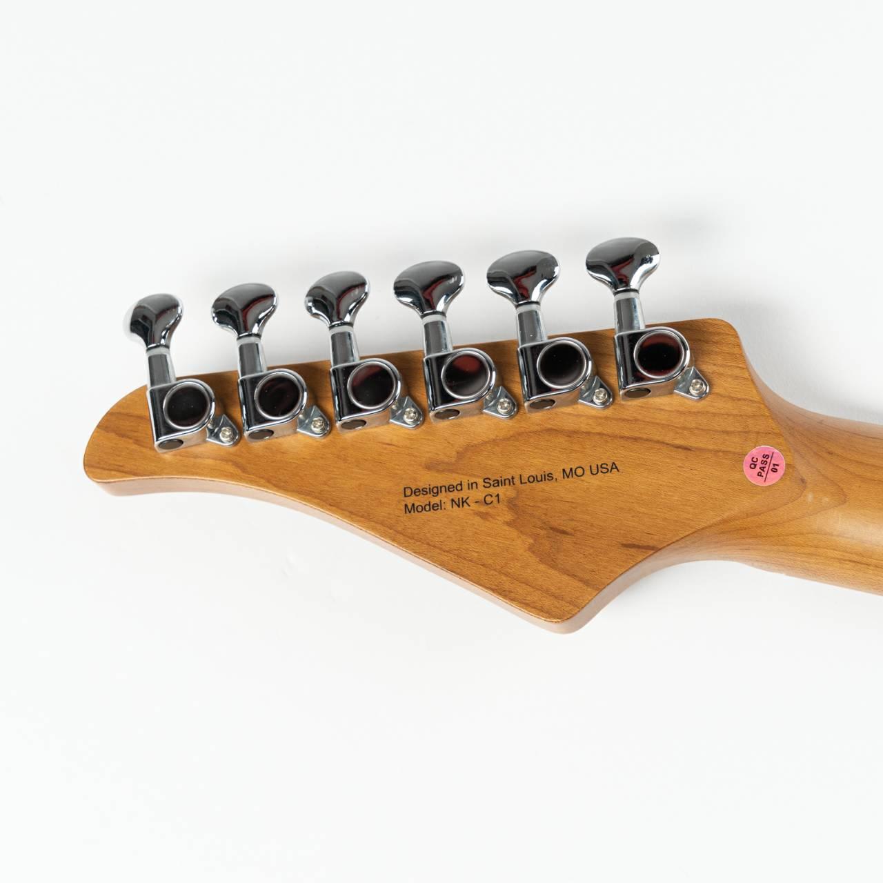 nkc1_red_headstock_back Eart Guitars, NK-C1(N), Single Coil Pickups, 3-saddle Bridge Electric Guitar, Red