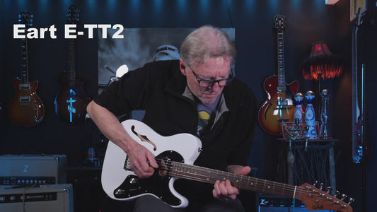 Eart Guitars, E-TT2, Semi Hollow Body Electric Guitars Humbucker Pickups Fixed Bridge LP3, White