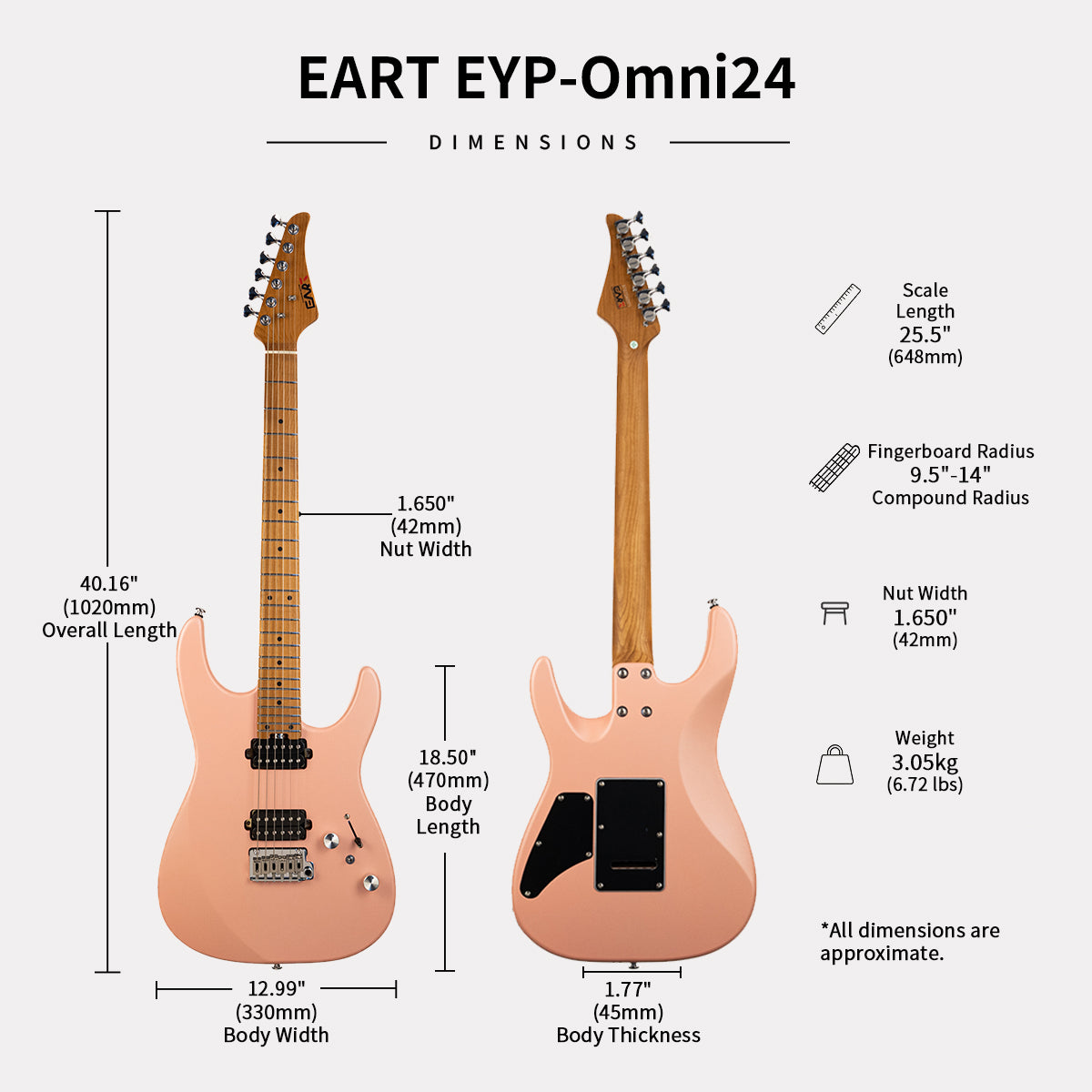 14cac65e785be321850bf506db0de5c0 EART Guitars,EYP-Omni24 6-String Electric Guitar Roasted Mahogany Body, Roasted Maple Neck, 24 Stainless Steel Frets & Coil Split HH Pickups