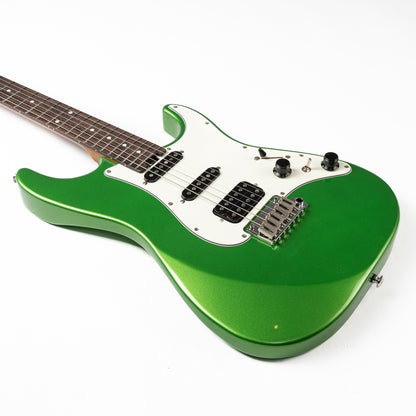 EART Guitars, DMX-9, NK-S Standard Shape 2-Point Synchronized Steel Saddle Tremolo Bridge Electric Guitar, Pearl Green