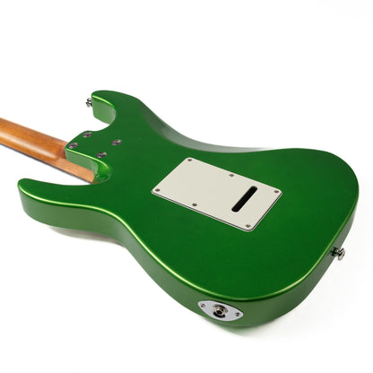 EART Guitars, DMX-9, NK-S Standard Shape 2-Point Synchronized Steel Saddle Tremolo Bridge Electric Guitar, Pearl Green