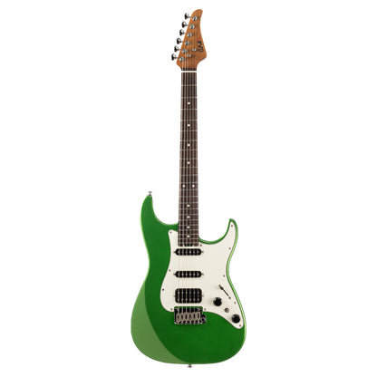 EART Guitars, DMX-9, NK-S Standard Shape 2-Point Synchronized Steel Saddle Tremolo Bridge Electric Guitar, Pearl Green