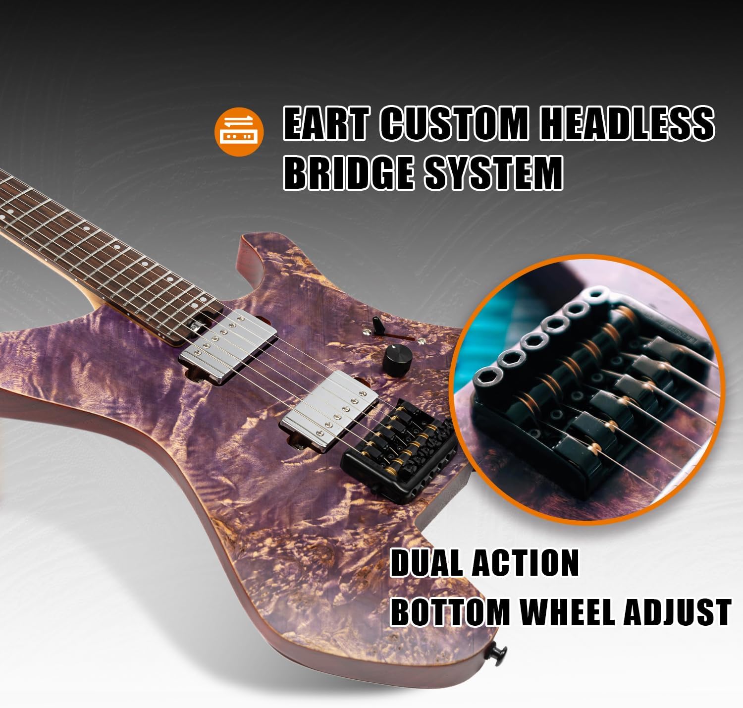 Eart Guitars GW2 Right Handed Satin Finish Headless Electric
