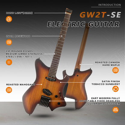 2_f04994eb-a765-4162-af3c-2c87a95bacf9 Eart Electric Guitars GW2T-SE, 6 String Headstockless Solid Headless Light Guitar