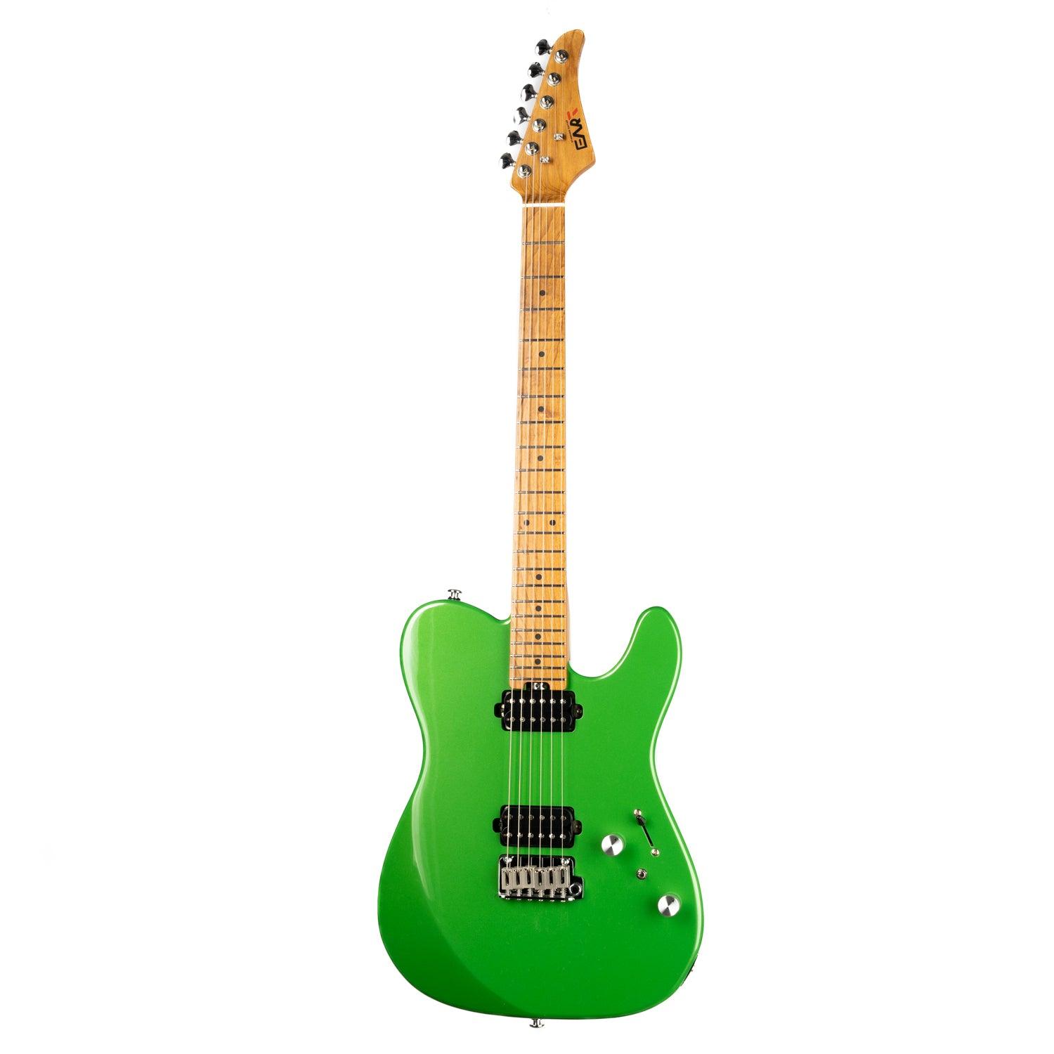 380_green_front Eart Guitars, TL-380 Full Solid Humbucker Pickups Electric Guitar, Roasted Bookmatch Mahogany Body, Pearl Green