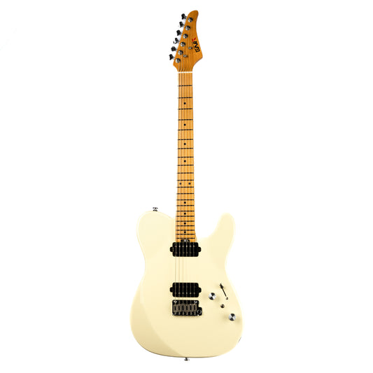 Eart Guitars, TL-380 Tremolo Full Humbucker Pickups with Mini Switch Coil Split Electric Guitars, Cream White