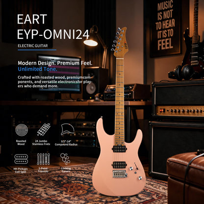 387183388c14f119b28ab614b2e6a671 EART Guitars,EYP-Omni24 6-String Electric Guitar Roasted Mahogany Body, Roasted Maple Neck, 24 Stainless Steel Frets & Coil Split HH Pickups