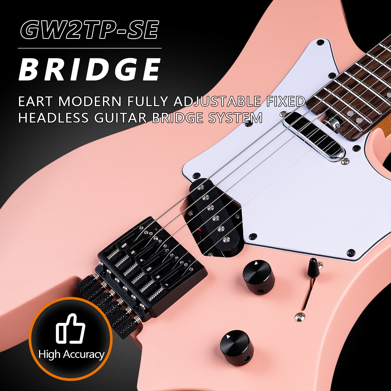 4_0e486b95-c8ed-4be2-b767-e7d357512f36 Eart Electric Guitars GW2TP-SE Lightweight Headless Electric Guitar, Roasted Mahogany Body, 24 Stainless Steel Frets, Compound Radius Fingerboard, Perfect for Young & Energetic Guitarists
