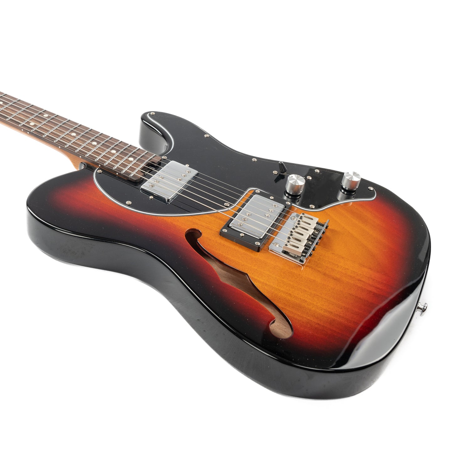 Eart Guitars, E-TT2 Semi Hollow Body Electric Guitars Humbucker Pickups Fixed Bridge LP3, Sunburst