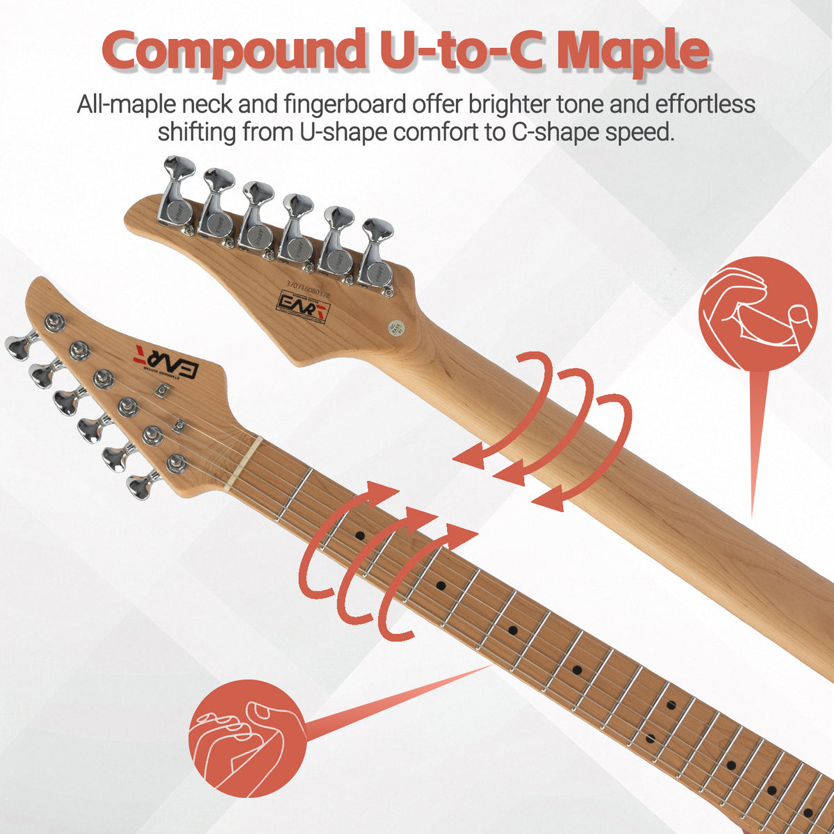 5_st2 EART Neo-Stage Boost (ST2C) Electric Guitar | Roasted Mahogany Body, Stainless Steel Frets & HSS Pickups