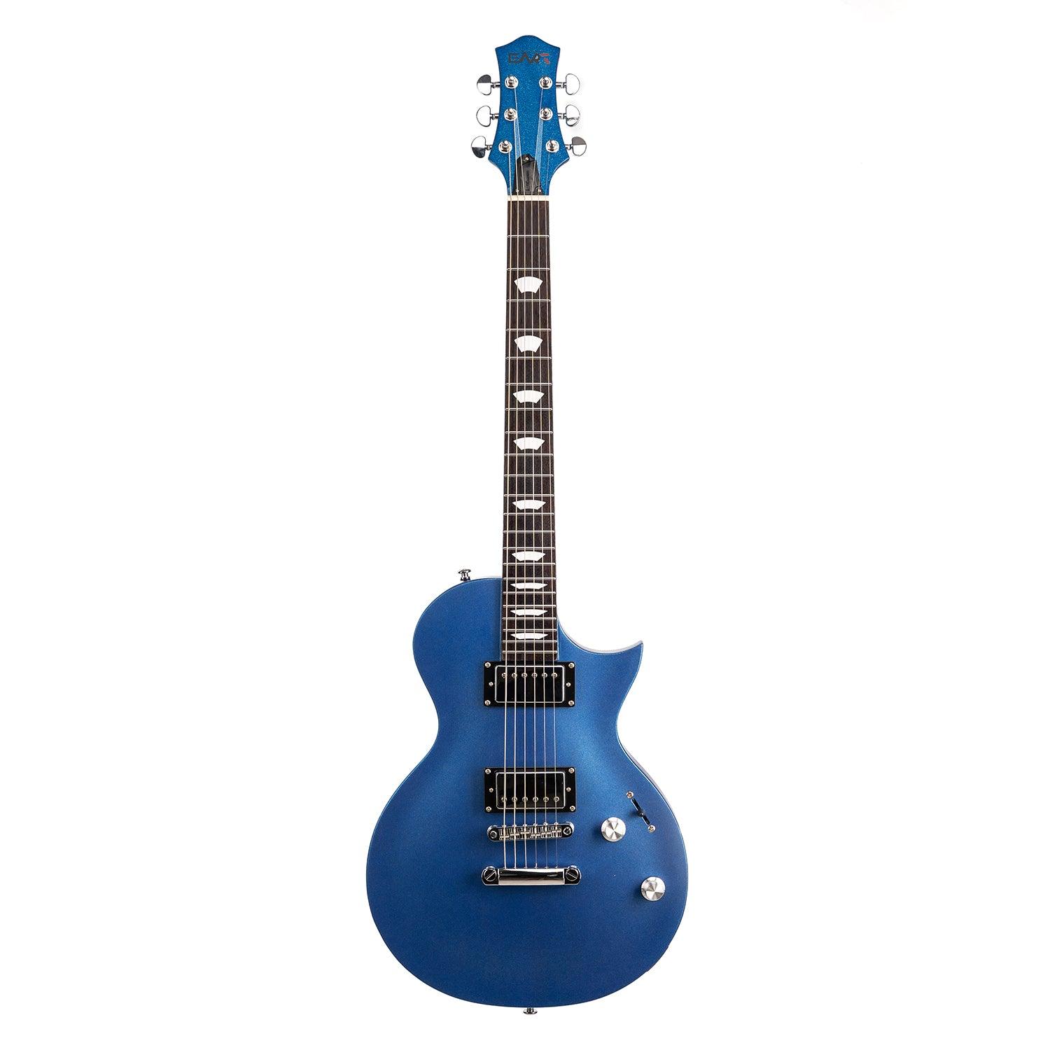 610_blue_front_main Eart Guitars, EGLP-610, Roasted Mahogany Body T-0-M Tailpiece Set Bridge Electric Guitar, Sapphire Blue