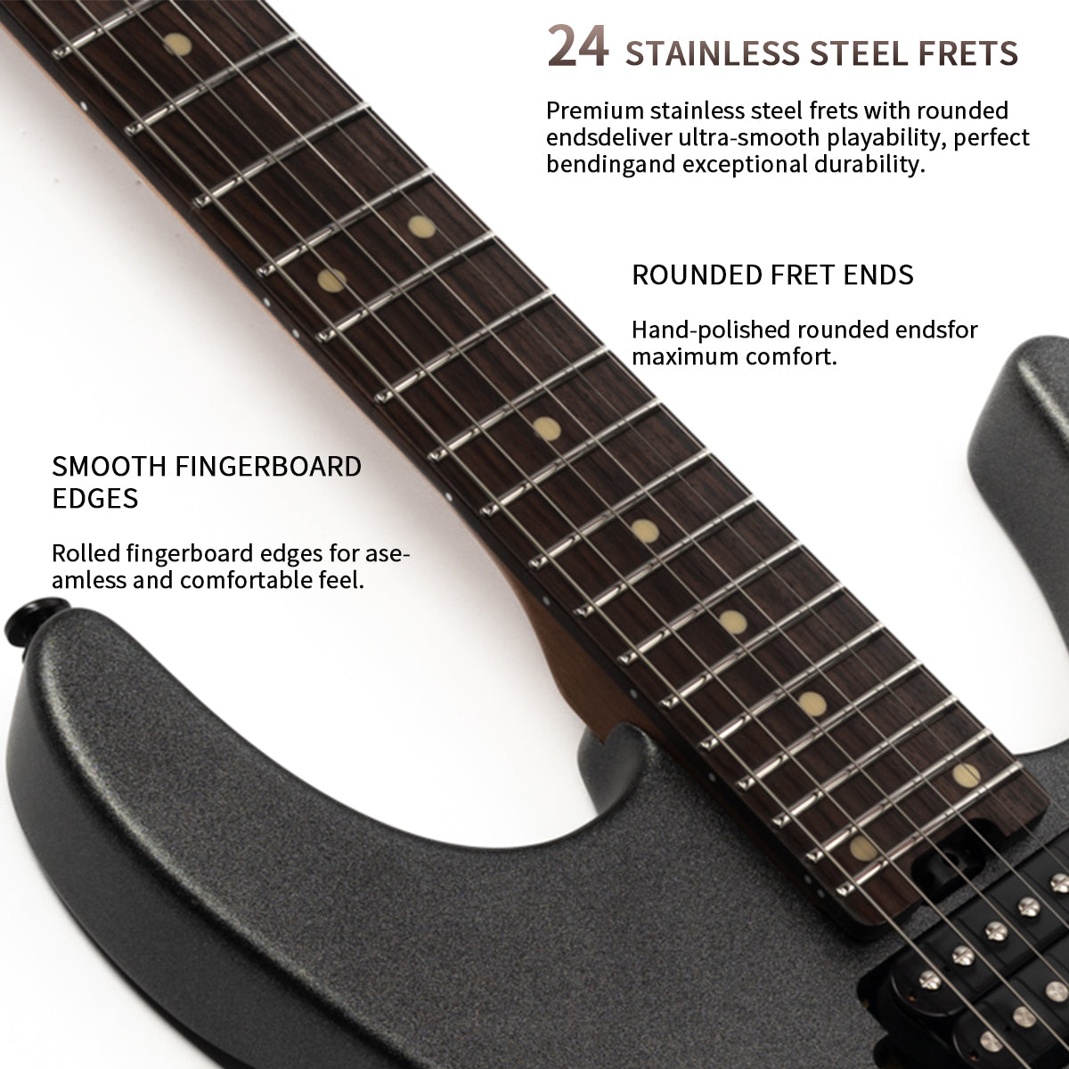 616a1f7cd88a38773911aec8c9c7d7eb Eart Guitars, NK-1980, Modern Electric Guitar Roasted Mahogany Body, Roasted Maple Neck, Stainless Steel Frets, Floyd Rose Tremolo, HH Pickups