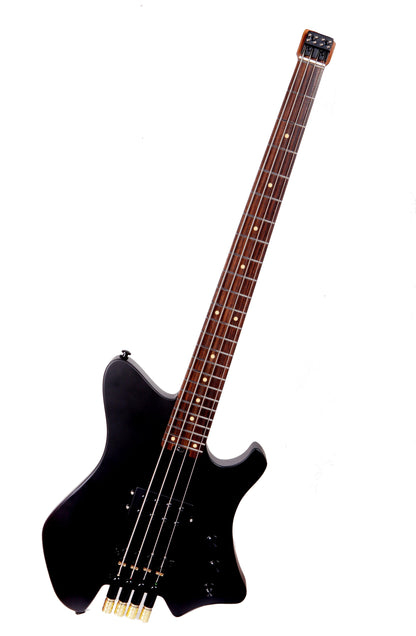 BW-4_black_front EART Guitars. BW-4 Roasted Bookmatch Mahogany Body 4 Strings Bass, Black, White