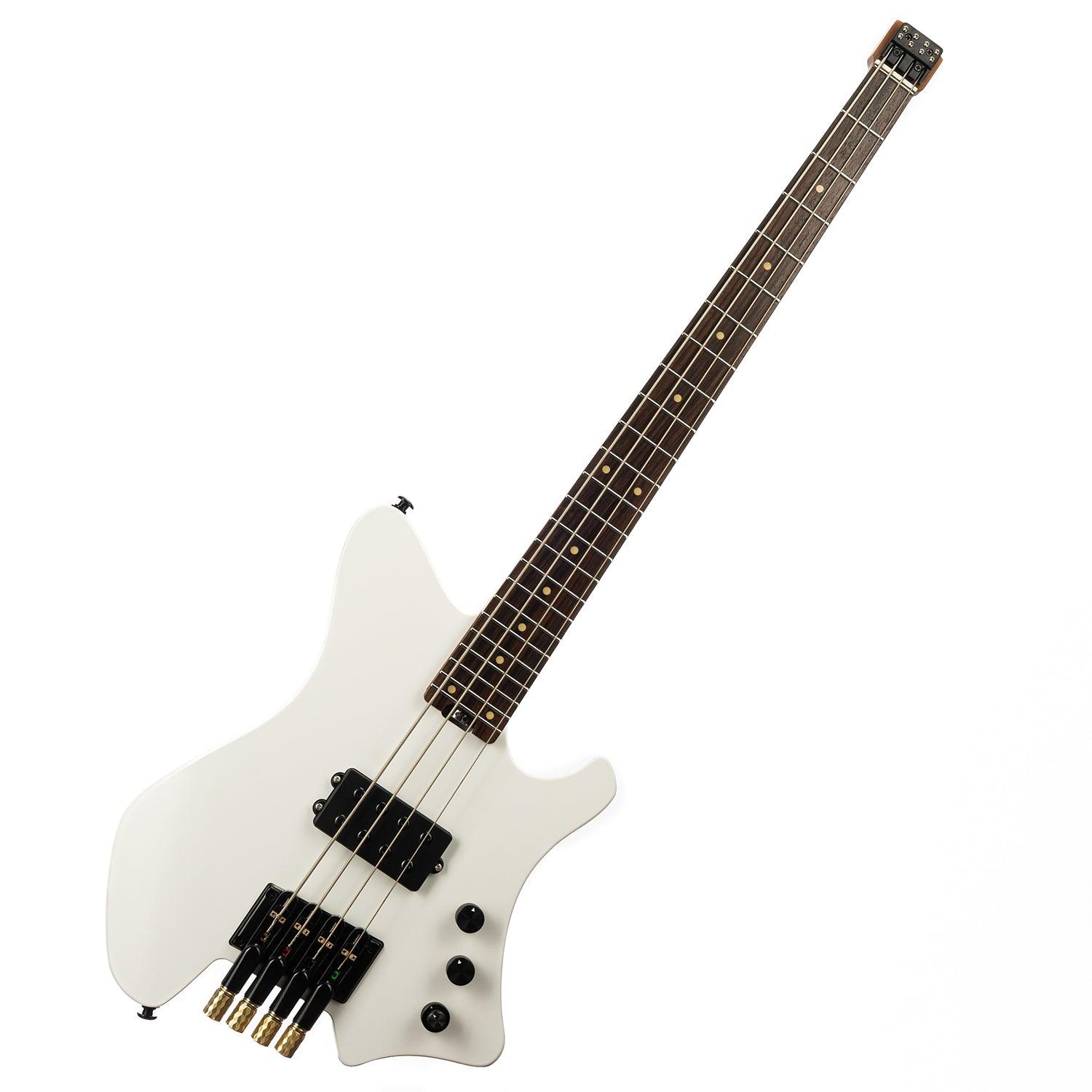 BW-4_white_front EART Guitars. BW-4 Roasted Bookmatch Mahogany Body 4 Strings Bass, Black, White