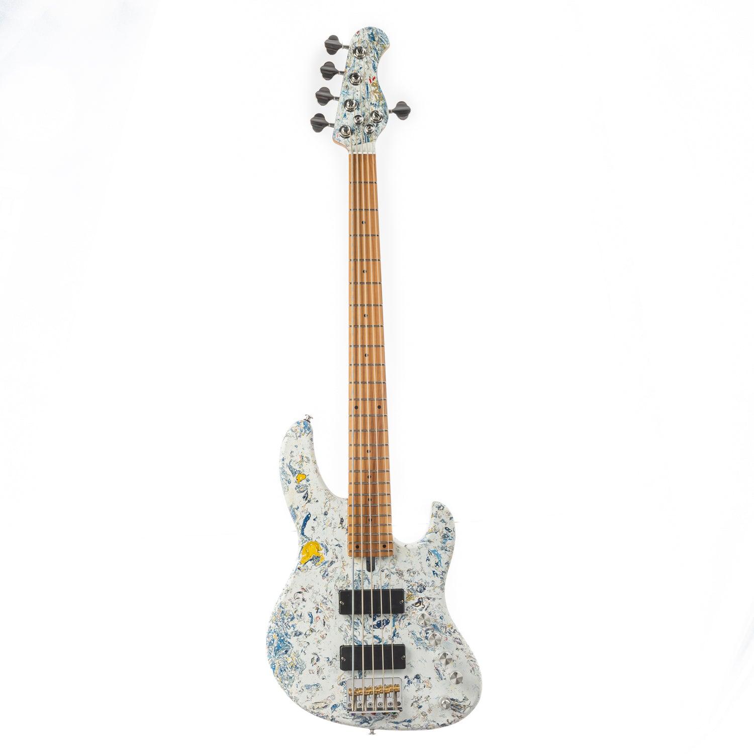 CLA-5B_white Eart Electric Guitars Bass Chinese Lacquer Art CLA-5B, 5 String Bass