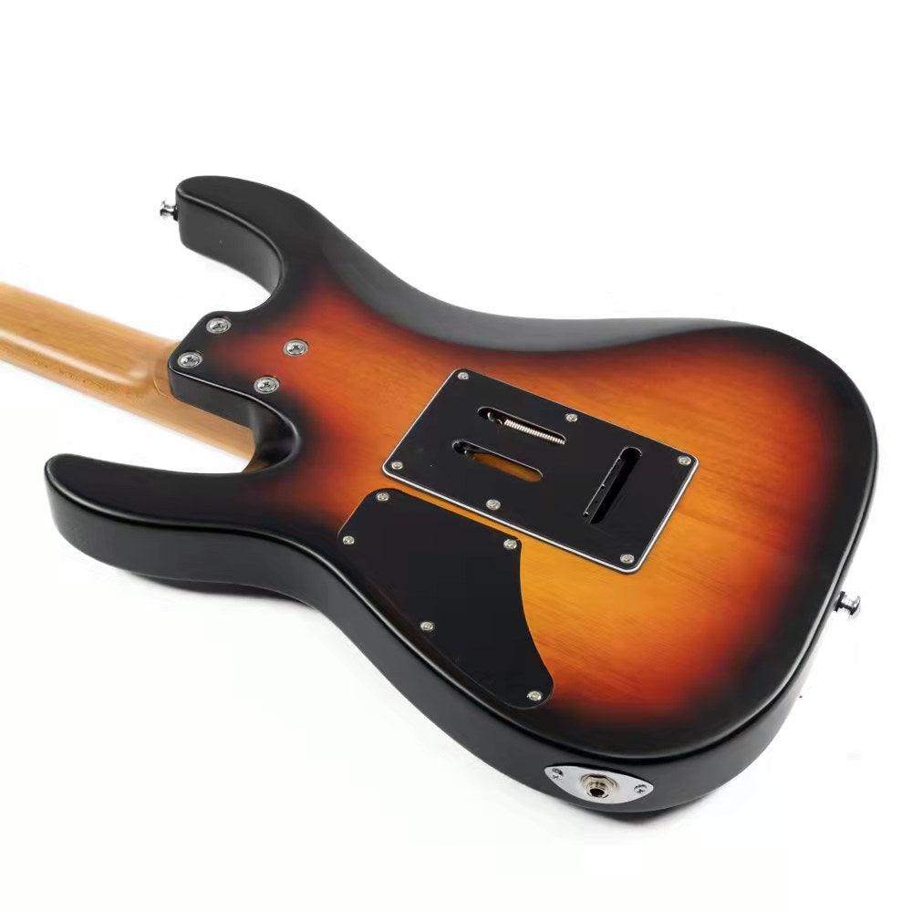 EART_dmx_10_honey_burst_color_body_back_closeup Eart Guitars, DMX-10, Roasted Maple Neck Stainless Steel Fret Floating Tremolo Ten Tones Electric Guitars