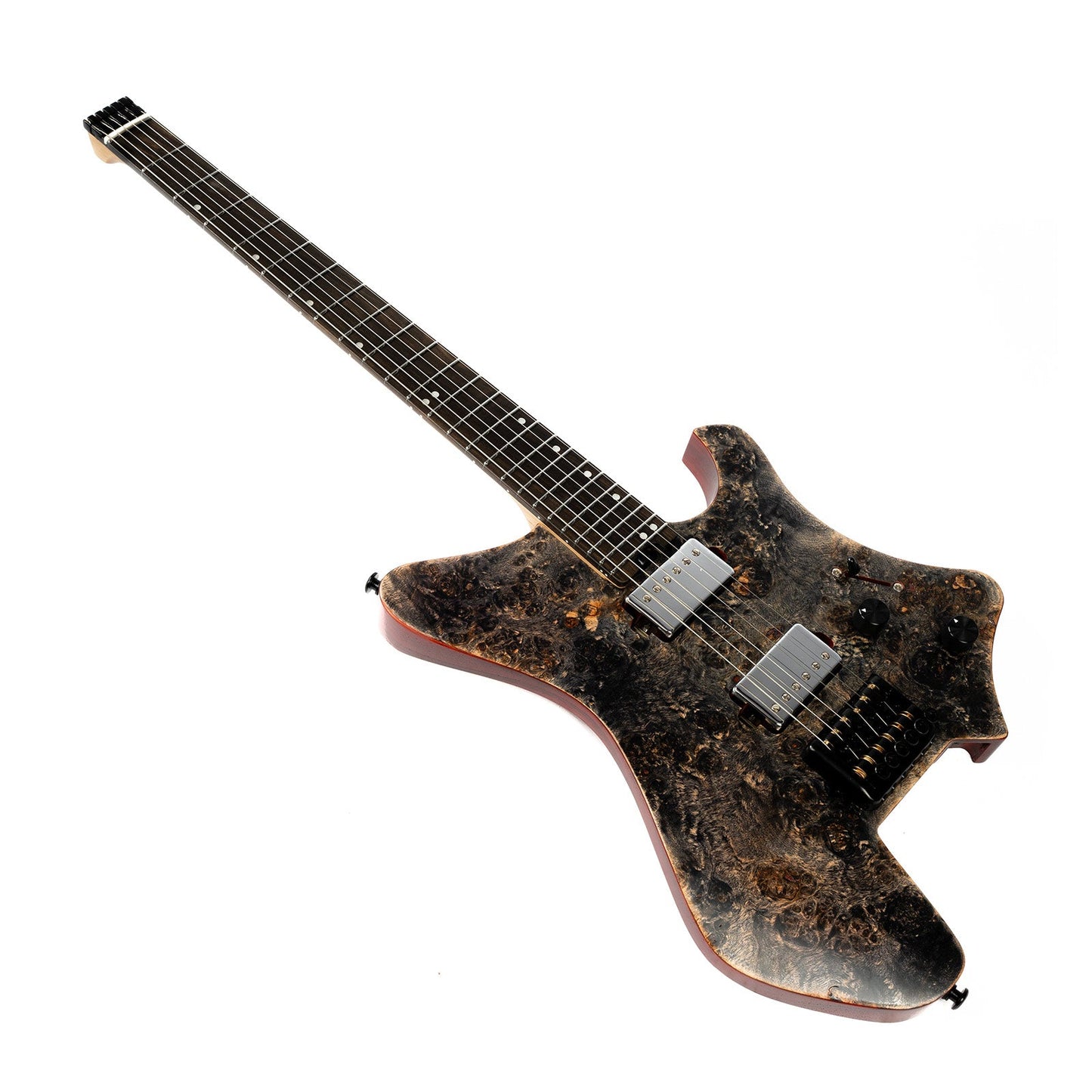 Eart Guitars, GW2 Headless Solid Body Electric Guitar, Right Handed, Compound U To C Shape Neck, Black