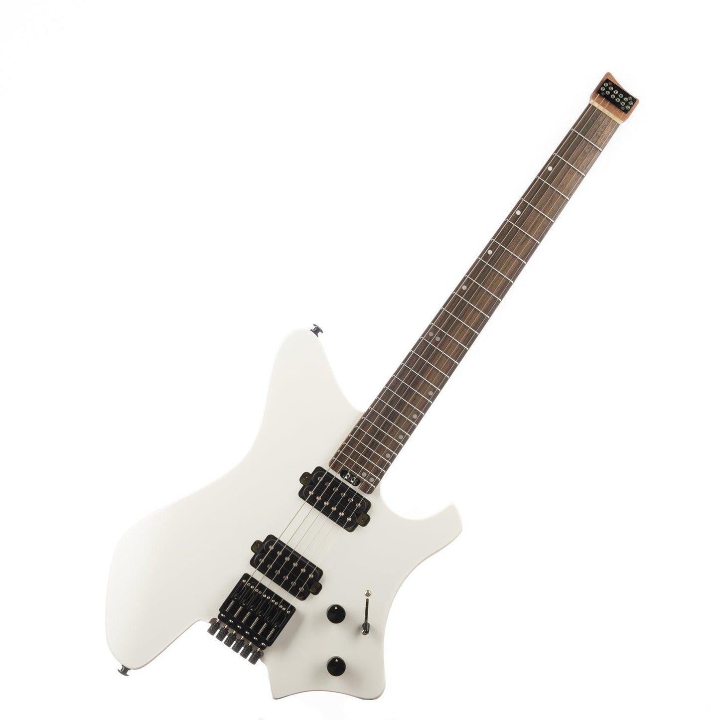 GW2-SE_white_front_view Eart Electric Guitars GW2-SE, Roasted Mahogany Body Best Headless Guitar, Headstockless Travel Guitar