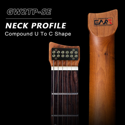GW2TP-SE_neck_profile Eart Guitars GW2TP-SE Lightweight Headless Electric Guitar, 24 Stainless Steel Frets, Compound Radius Fingerboard