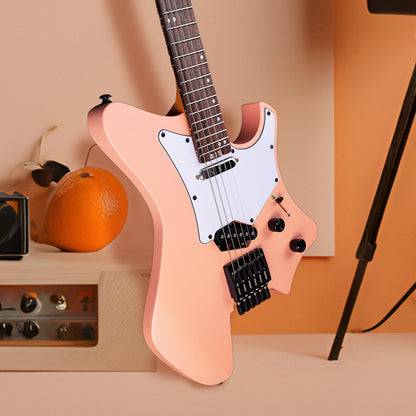 EART GW2T-SE Guitare électrique sans tête avec système de chevalet fixe entièrement réglable, frettes jumbo moyennes arrondies en acier inoxydable ( bleu EART GW2T-SE Guitare électrique sans tête avec système de chevalet fixe entièrement réglable, frettes jumbo moyennes arrondies en acier inoxydable ( bleu