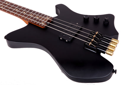 EART Guitars. BW-4 Roasted Bookmatch Mahogany Body 4 Strings Bass, Black, White