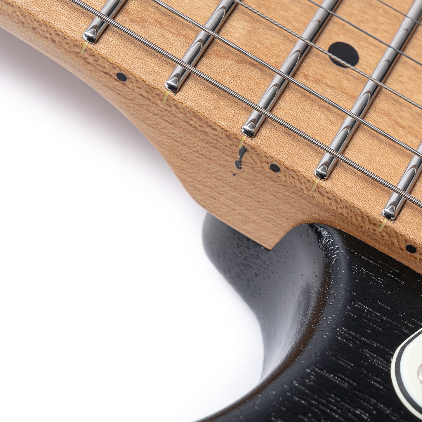 Nexus-S1_Open_Pore_Black_neck Eart Guitars, Nexus-S1, 25.5" Roasted Mahogany/Maple 22-Fret Electric Guitar – Compound U-C Neck, Stainless Steel Frets, 6-Point Tremolo