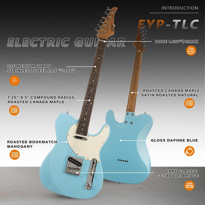df642d39ea2f9ca96e936299b71c7a50 EART Guitars, EYP-TLC Electric Guitar with Roasted Mahogany Body, Maple Neck，Stainless Steel Frets