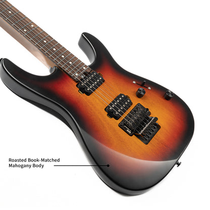 df7cee8760d14792941c6c2d26b369d1 Eart Guitars, NK-1980, Modern Electric Guitar Roasted Mahogany Body, Roasted Maple Neck, Stainless Steel Frets, Floyd Rose Tremolo, HH Pickups