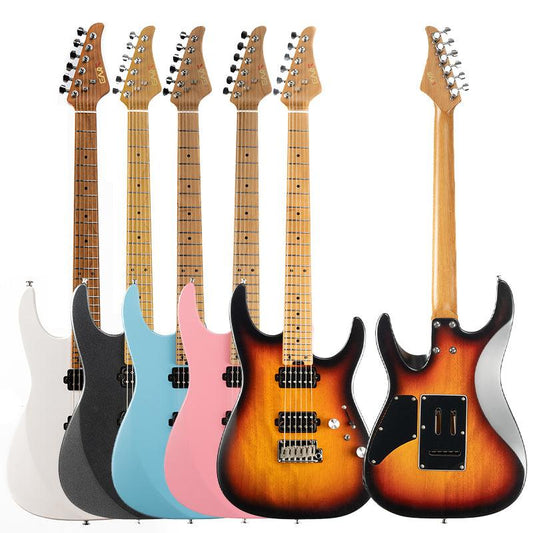 eart dmx 10 electric guitar in honey burst, pearl white, pearl black, pearl blue, and pearl pink colors
