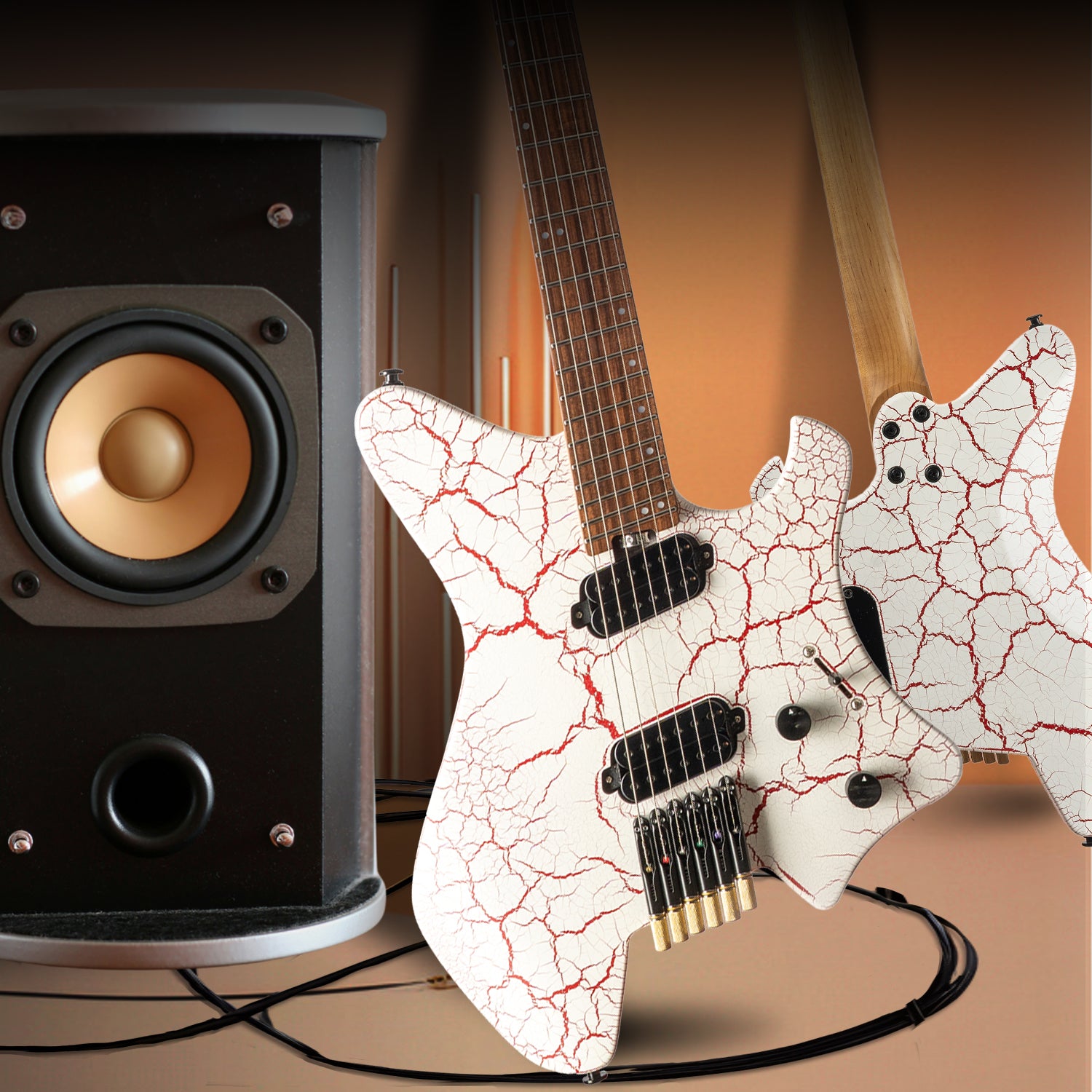 eart_electric_guitar_gw-6f_red Eart Guitars, GW-6F, 6 Strings, 3-Way Switch,1 Tone,1 Volume Fixed Bridge Headless Electric Guitar