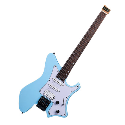 eart_gw2p-se_guitar_in_blue_color Eart Electric Guitars GW2P-SE, Youthful Energy, Roasted Mahogany, Lightweight Headless Guitar