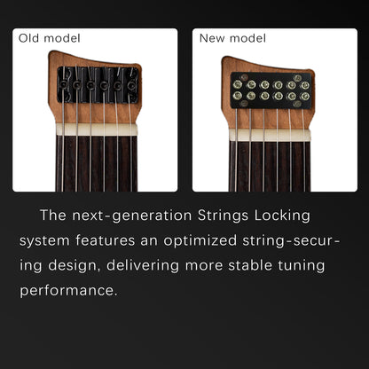 gw-te_1 Eart Electric Guitars GW2-TE, 6 String Headstockless Roasted Mahogany Headless Guitar