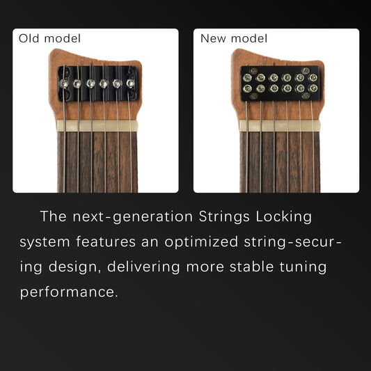 Eart Electric Guitars GW2-SE, Roasted Mahogany Body Best Headless Guitar, Headstockless Travel Guitar