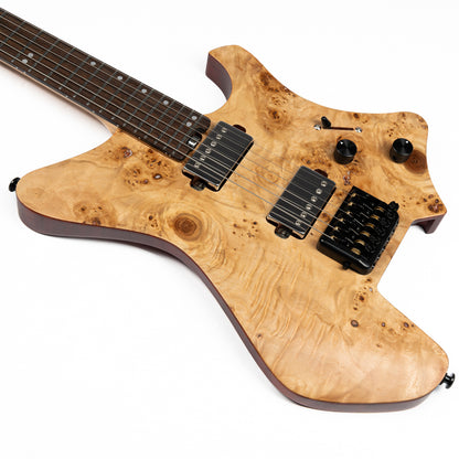 Eart Guitars, GW2 Headless Electric Guitars, Solid Right Handed Model Satin Finish, 3-Way Switch,1 Tone,1 Volume, Natural