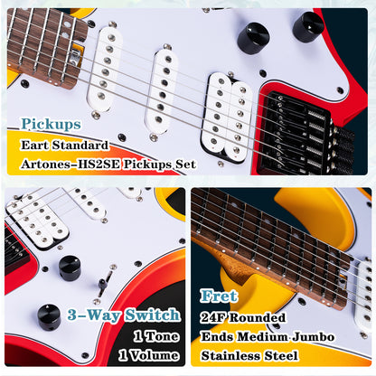 gw2p-se_guitar_pickup Eart Electric Guitars GW2P-SE, Youthful Energy, Roasted Mahogany, Lightweight Headless Guitar