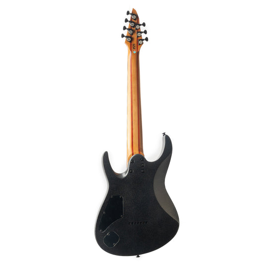 h7-sebackview Eart Guitars, H7-SE, 7-String Roasted Mahogany Electric Guitar, 5pc Roasted Maple+Padauk Neck, India Rosewood Fretboard